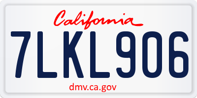 CA license plate 7LKL906