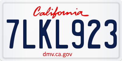 CA license plate 7LKL923