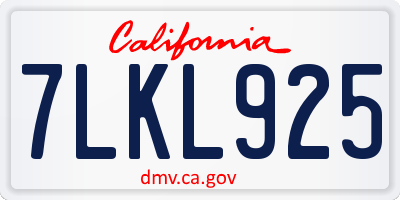 CA license plate 7LKL925