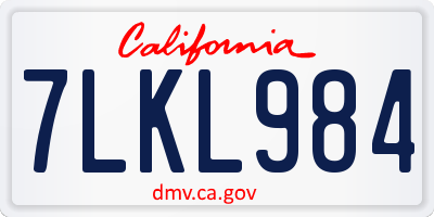 CA license plate 7LKL984