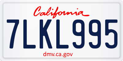 CA license plate 7LKL995