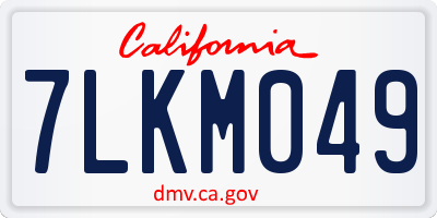 CA license plate 7LKM049
