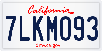 CA license plate 7LKM093
