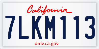 CA license plate 7LKM113