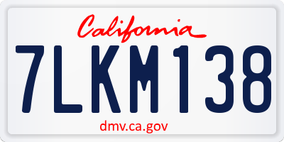 CA license plate 7LKM138
