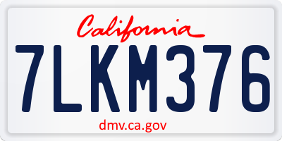 CA license plate 7LKM376