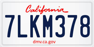 CA license plate 7LKM378