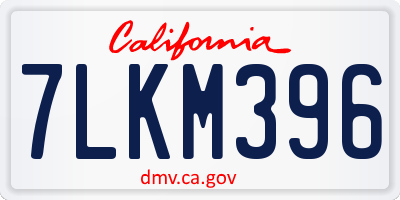CA license plate 7LKM396