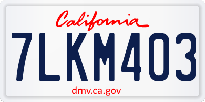 CA license plate 7LKM403