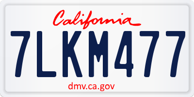 CA license plate 7LKM477