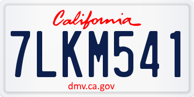 CA license plate 7LKM541