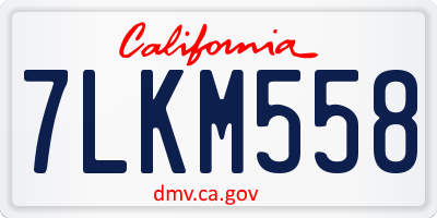CA license plate 7LKM558