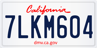 CA license plate 7LKM604