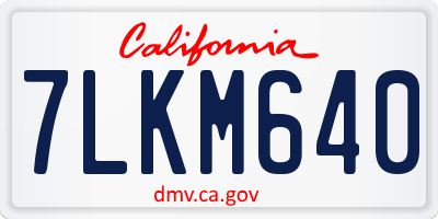 CA license plate 7LKM640