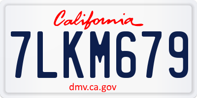CA license plate 7LKM679