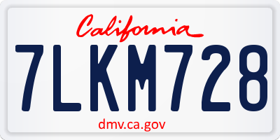CA license plate 7LKM728