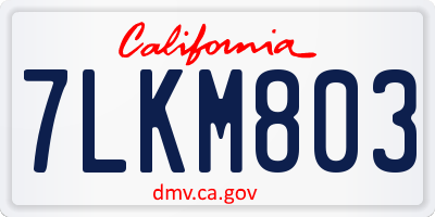 CA license plate 7LKM803