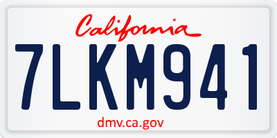 CA license plate 7LKM941