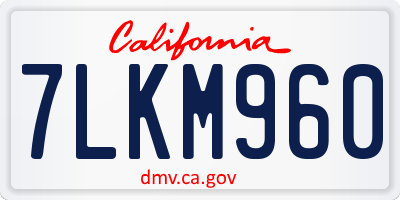 CA license plate 7LKM960