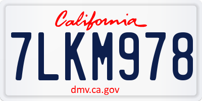 CA license plate 7LKM978