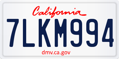 CA license plate 7LKM994