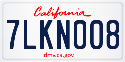 CA license plate 7LKN008