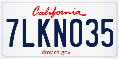 CA license plate 7LKN035