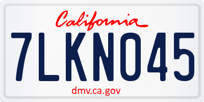 CA license plate 7LKN045