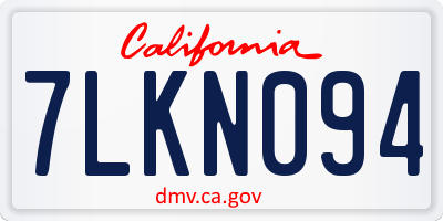CA license plate 7LKN094