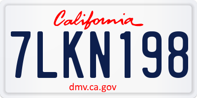 CA license plate 7LKN198