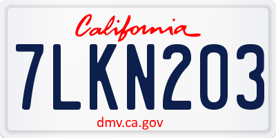 CA license plate 7LKN203