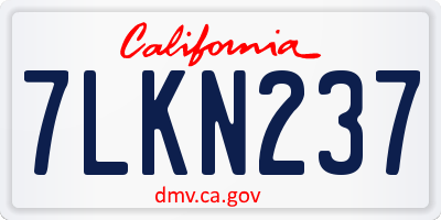 CA license plate 7LKN237
