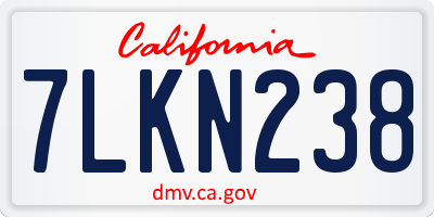 CA license plate 7LKN238