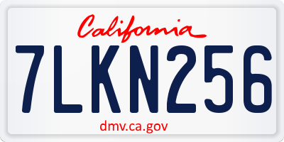 CA license plate 7LKN256