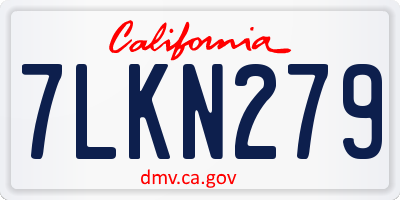 CA license plate 7LKN279