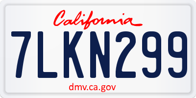 CA license plate 7LKN299