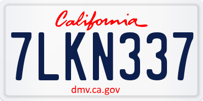 CA license plate 7LKN337