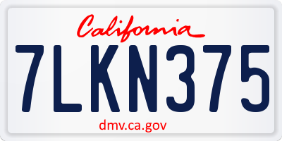 CA license plate 7LKN375