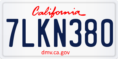 CA license plate 7LKN380