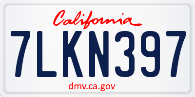 CA license plate 7LKN397