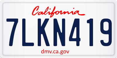 CA license plate 7LKN419
