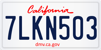 CA license plate 7LKN503