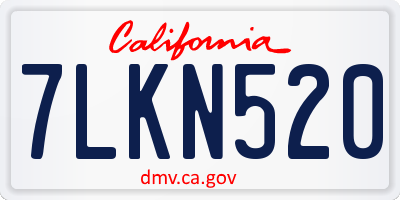 CA license plate 7LKN520