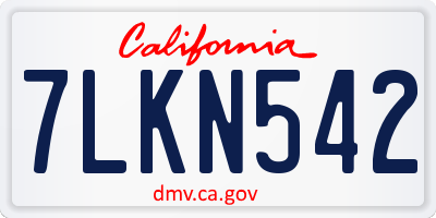 CA license plate 7LKN542