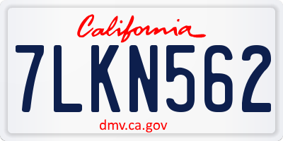 CA license plate 7LKN562