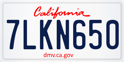 CA license plate 7LKN650
