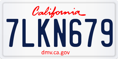 CA license plate 7LKN679