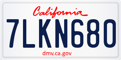 CA license plate 7LKN680