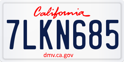 CA license plate 7LKN685