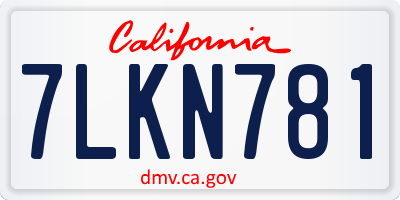 CA license plate 7LKN781